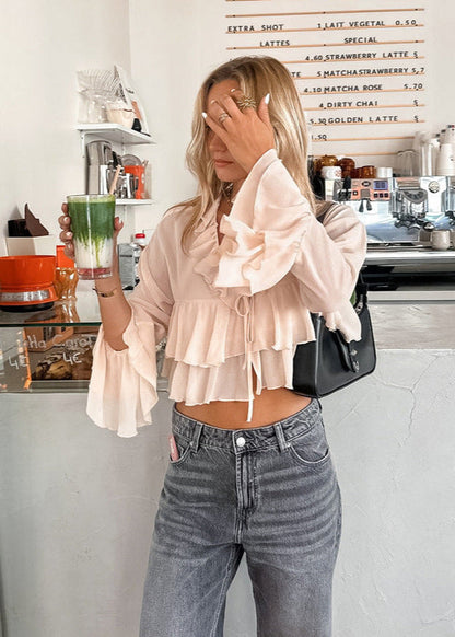 V-neck Lace-up Shirt