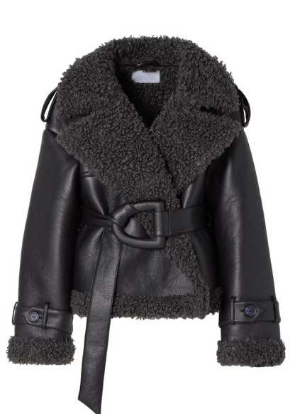 Elmira | Vyöllinen Lammasnahkatakki