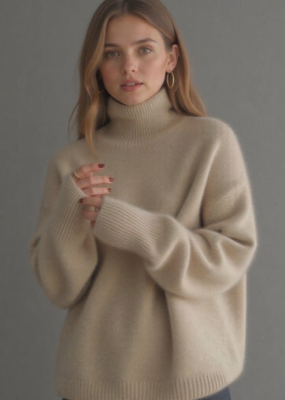 Pull Col Roulé Oversize en Cachemire